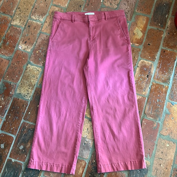 Loft dusty rose Wide leg cropped pants sz12 - Picture 2 of 9